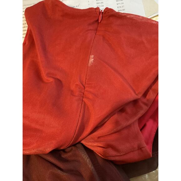 5023 NWOT Rare London Sleeveless Mesh Blur Maxi Dress in Red Size Extra Small/2 - Picture 4 of 10